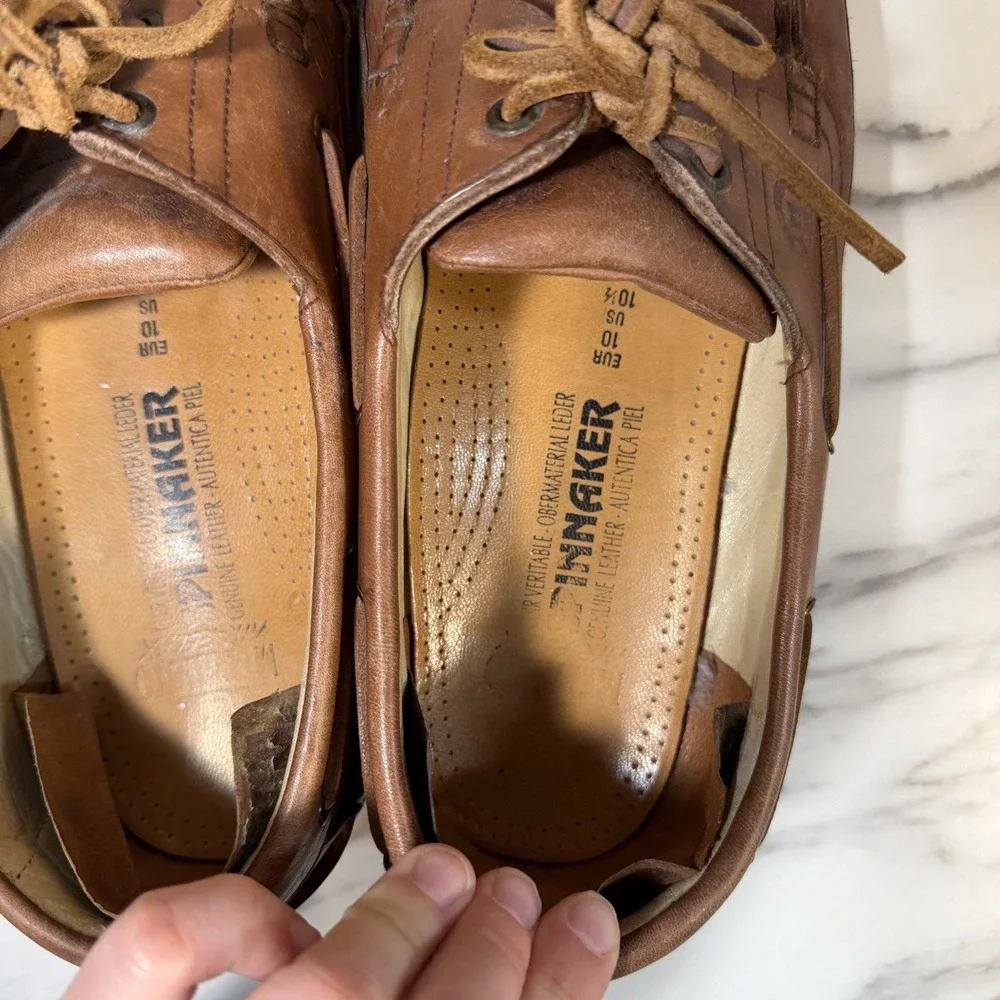 Mephisto Spinnaker Boat Shoes Men's 10.5 Brown Leather Loafers Air Relax Lace Up